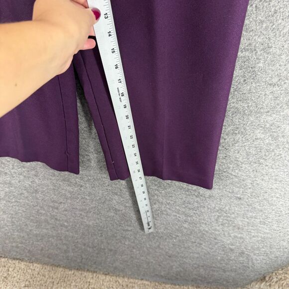 Alfred Dunner Pants Women 14 Purple High Rise Pleated Straight Pull On Pockets - Picture 5 of 7